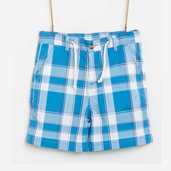 blue white check shorts